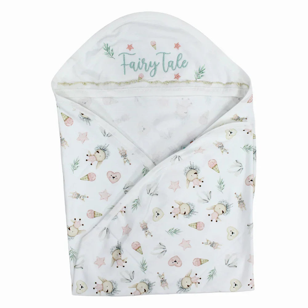 Baby Blanket – Off White with Fairy Tale Design