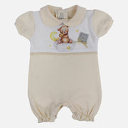 Baby Girls Cotton Romper – Yellow with Best Friends Print