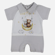Baby Boys Cotton Romper - Grey with Best Friends Print
