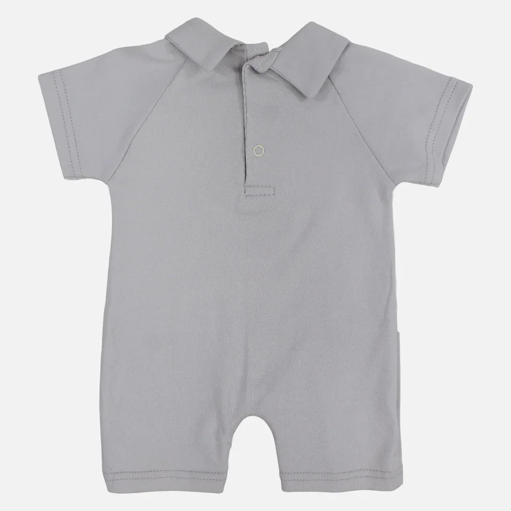 Baby Boys Cotton Romper - Grey with Best Friends Print