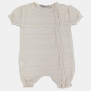Baby Girls Linen Romper – Striped with Short Sleeves