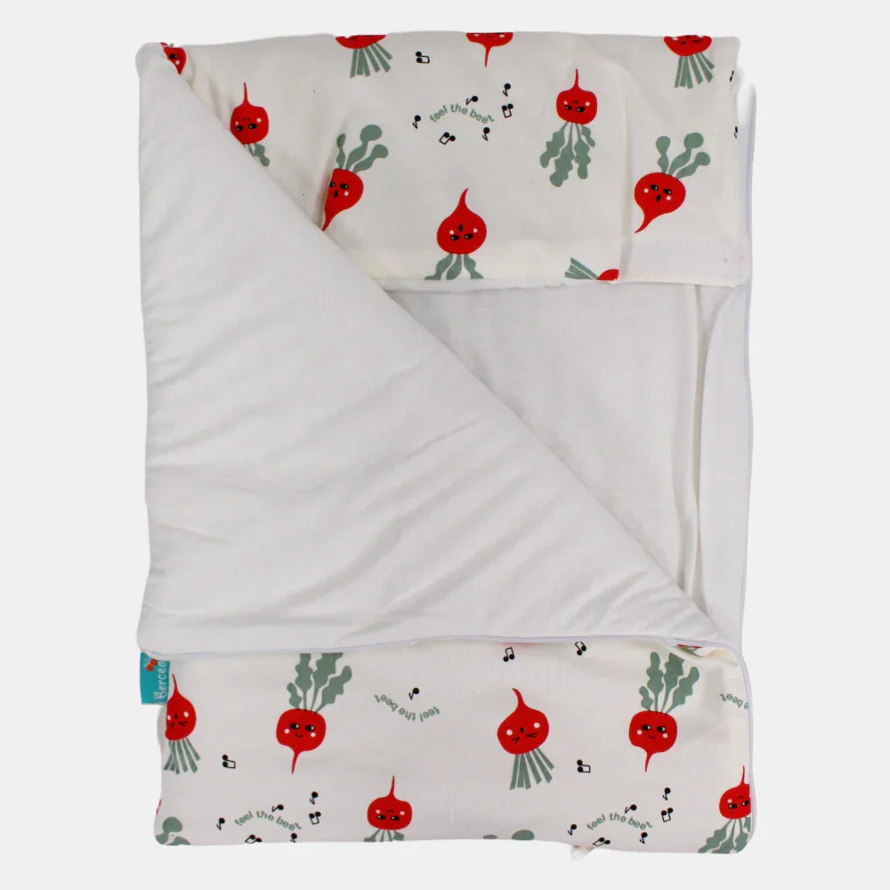 Unisex Baby Sleeping Bag - Off-white with Feel the Beet Design