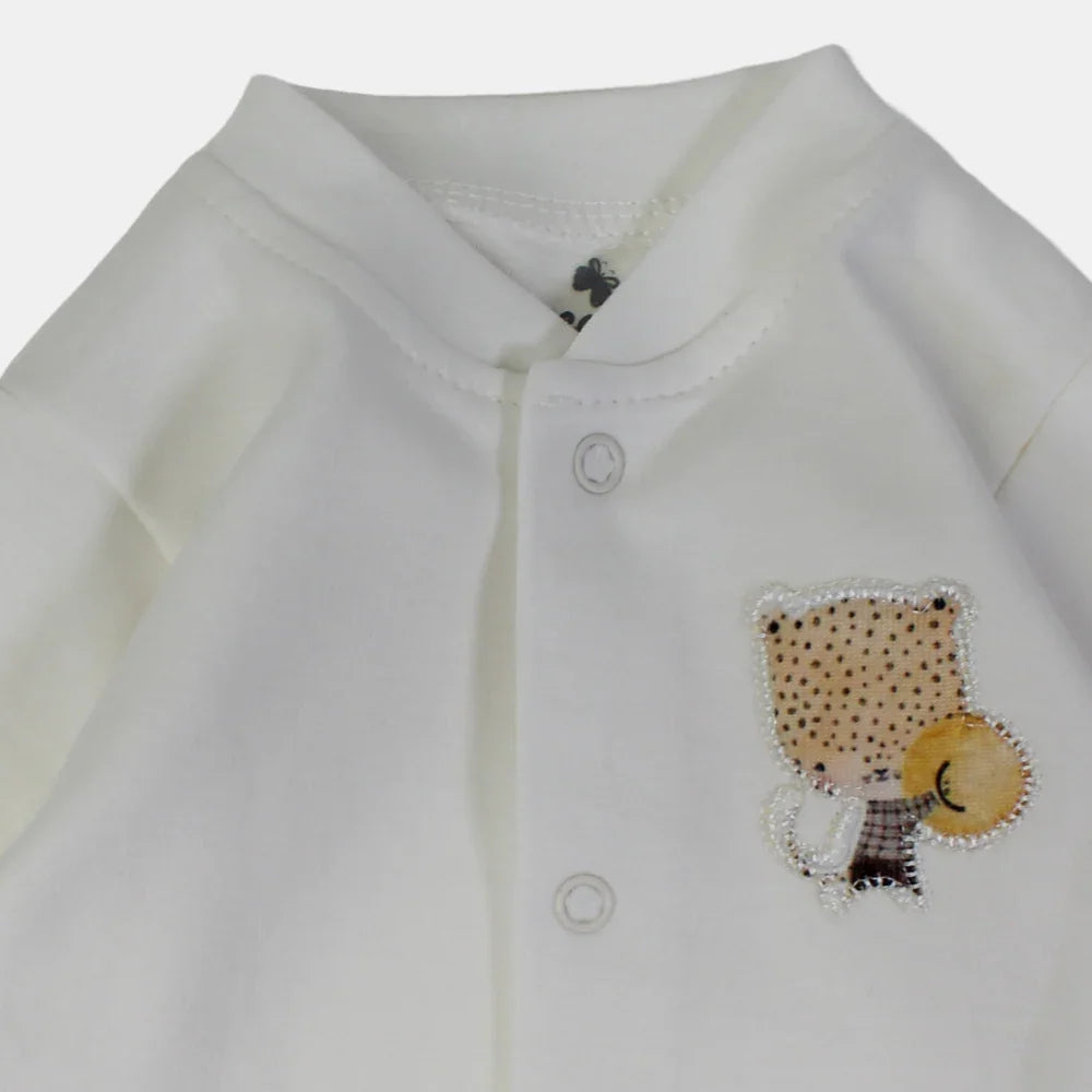 Baby Boys Cotton Footless Onesie – Fun Leopard Print