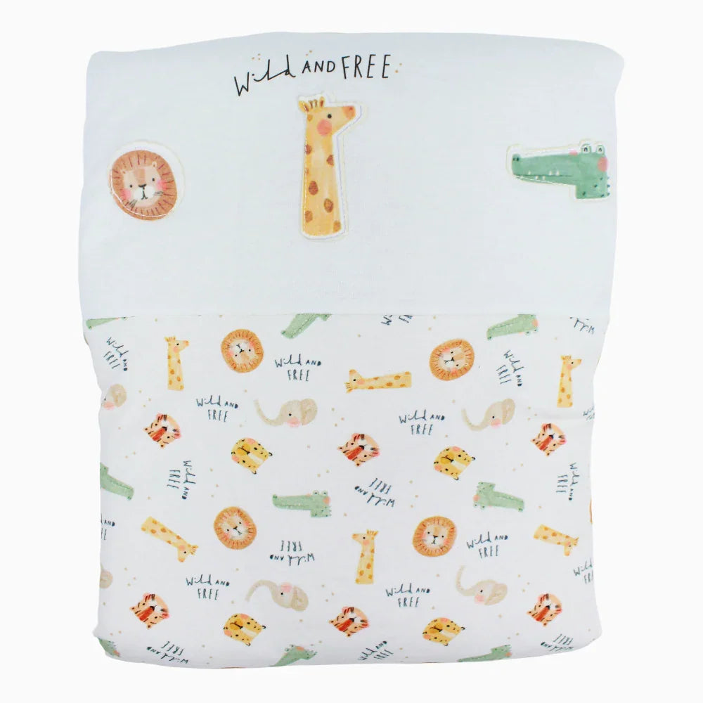 Baby Cotton Duvet - Off-White Safari Design