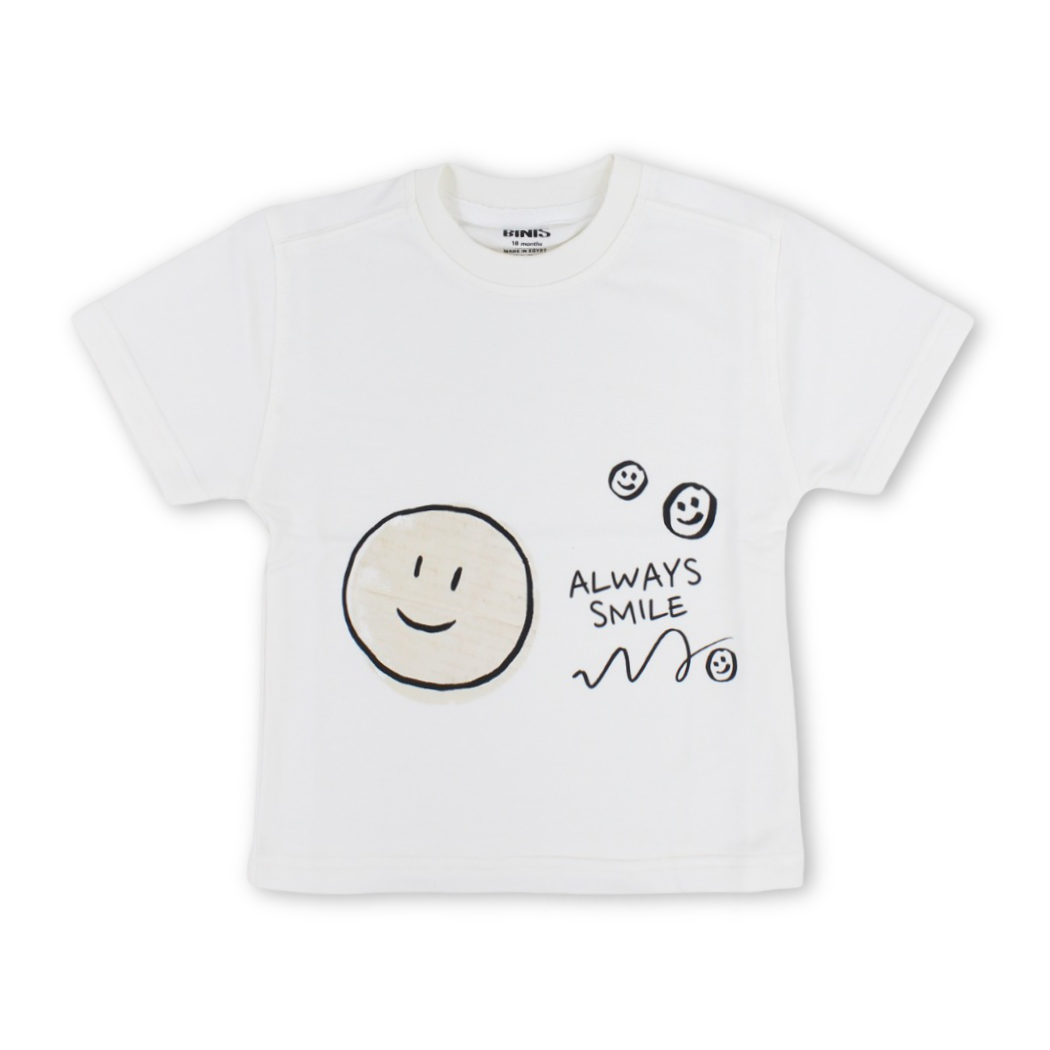 Unisex Baby Cotton T-Shirt – Off-White with "Always Smile" Print - Clothing - Berceau