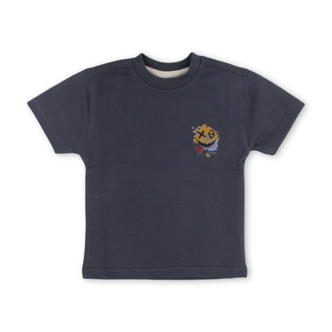 Unisex Baby Cotton T-Shirt – Dark Grey with "XO" Print - Clothing - Berceau