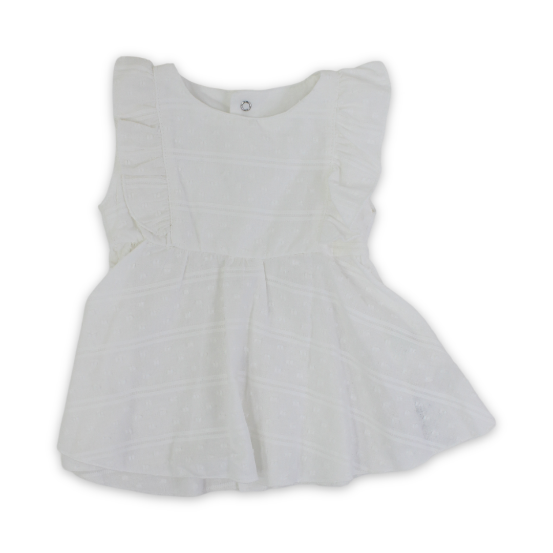 Baby Girls Cotton Dress – Off-White - Clothing - Berceau