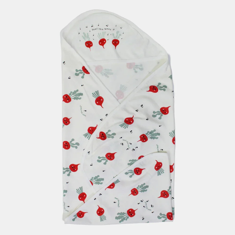 Baby Blanket – Off White with Feel the Beet Design