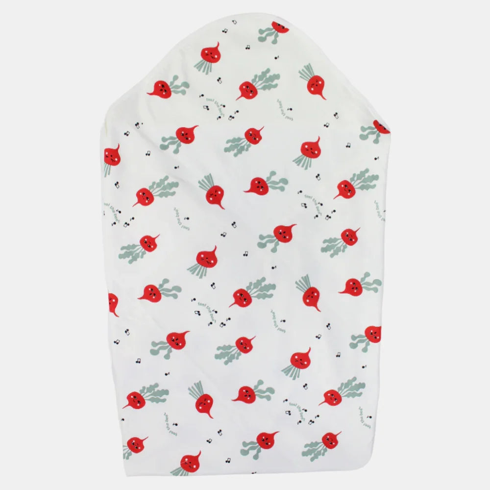 Baby Blanket – Off White with Feel the Beet Design