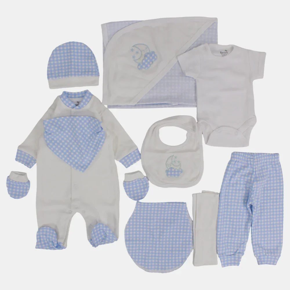 Blue Checkered 11-Piece Baby Layette Set