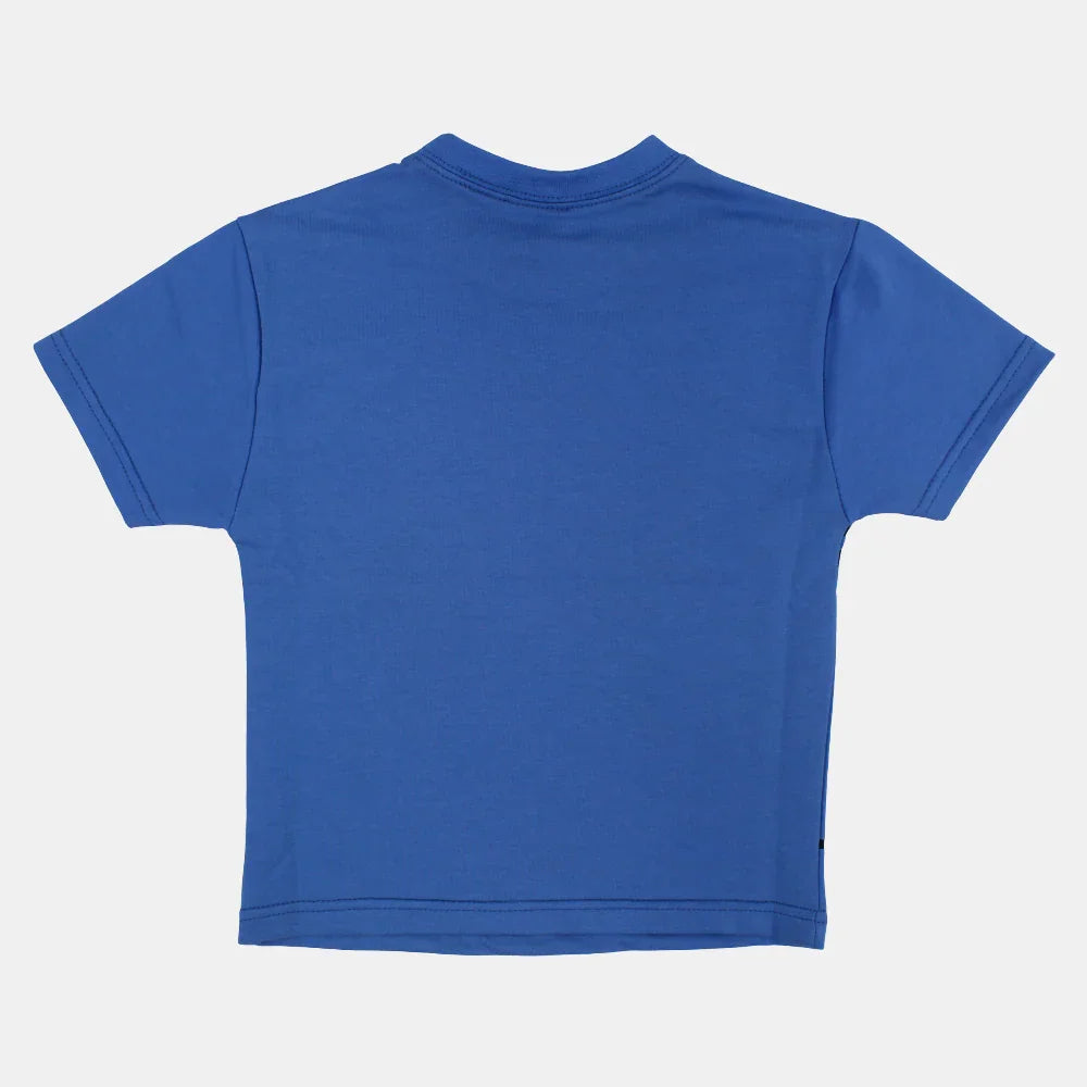 Boys Cotton T-Shirt – Indigo with Hippo Print