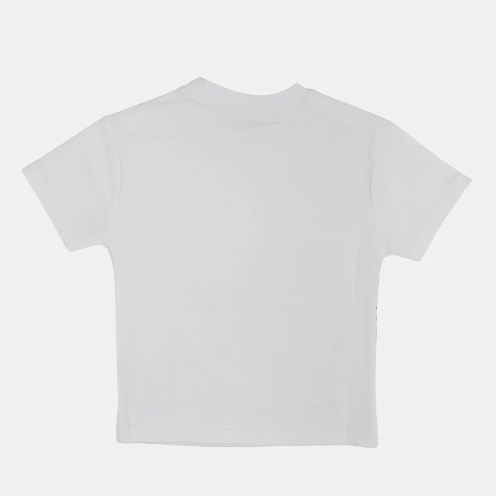 Boys Cotton T-Shirt – Off-White with Lion Print