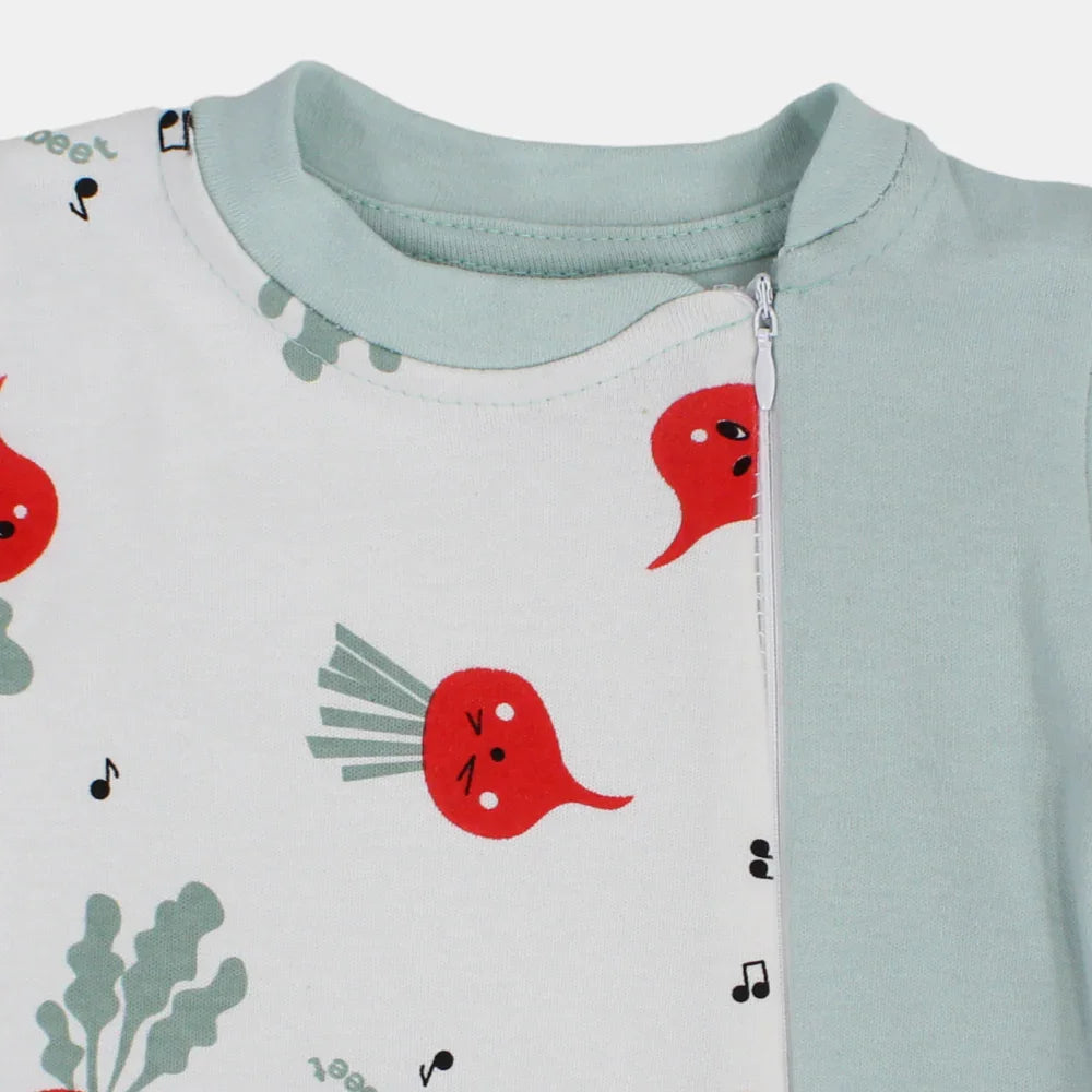 Baby Boys Cotton Romper - "Feel the Beet" Design