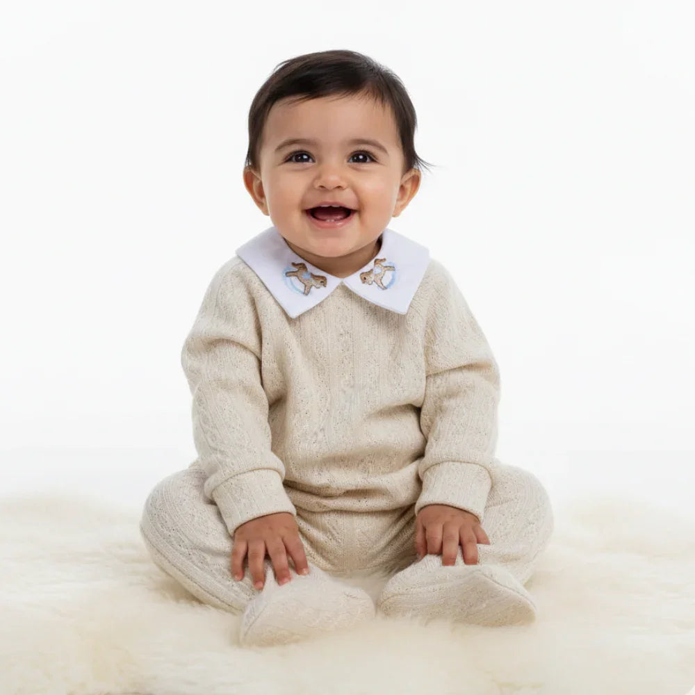 Baby Boys Cotton Baby Footie - Cute Horse Design