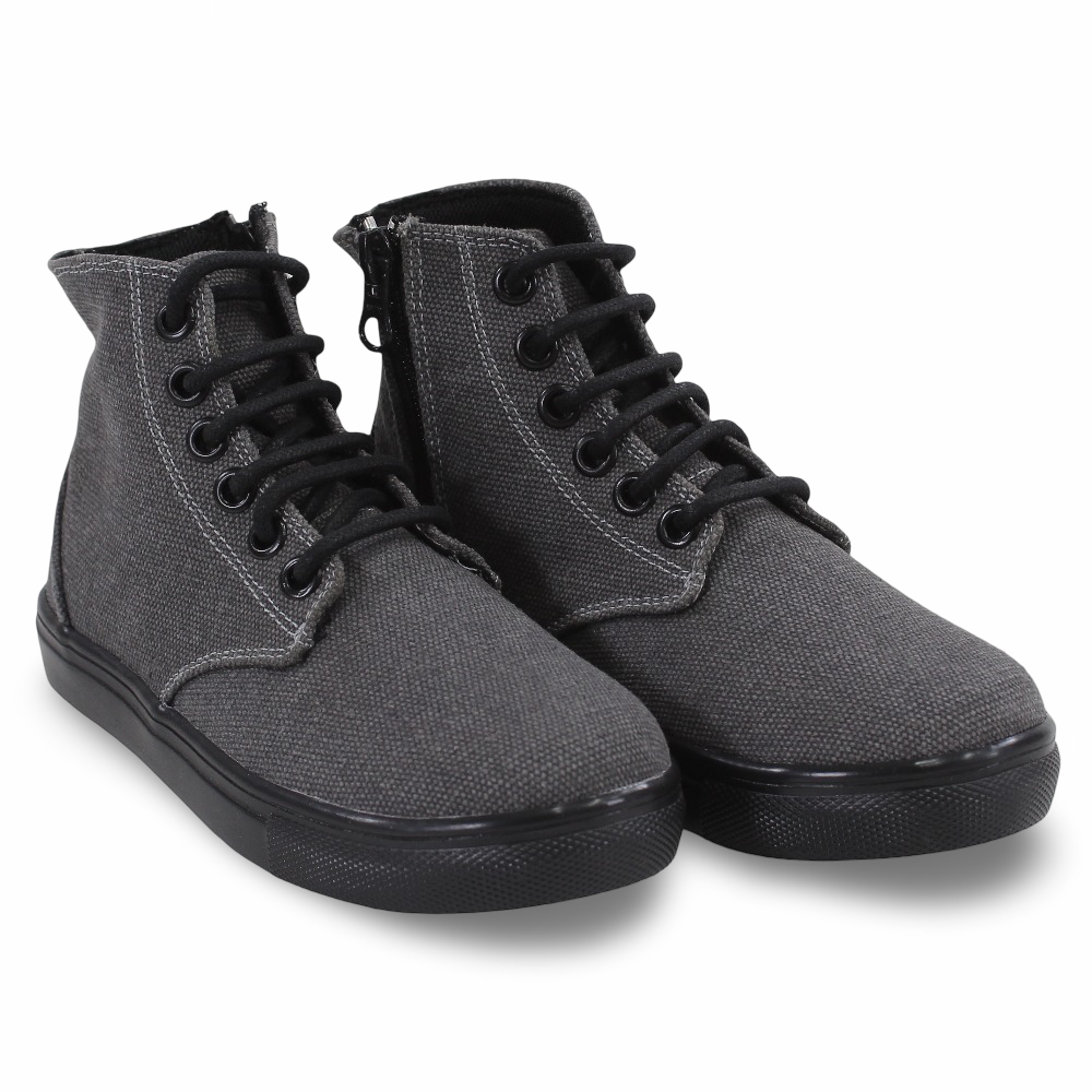Unisex leather ankle boots - grey with black laces - Clothing - Trend