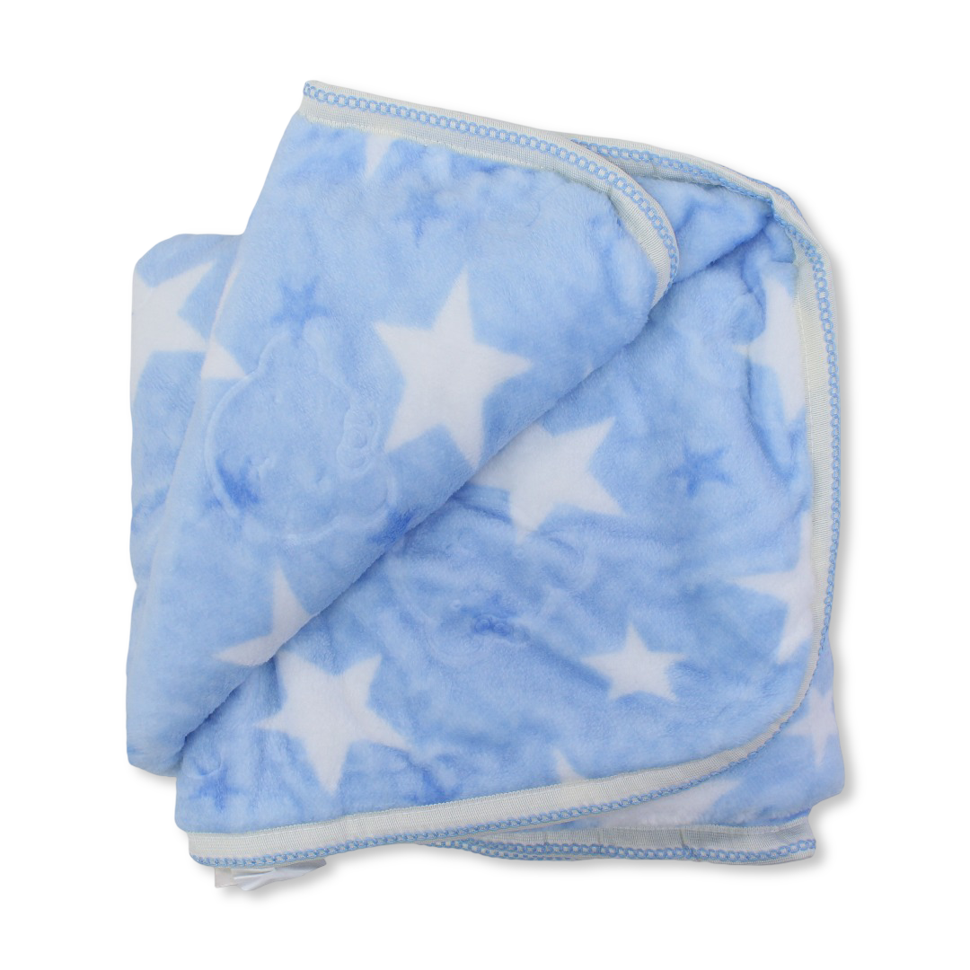 Babies' Velvet Blanket – Multicolor Turkish Star Design (1.5 * 1 M) - Baby Essentials - Smurfs