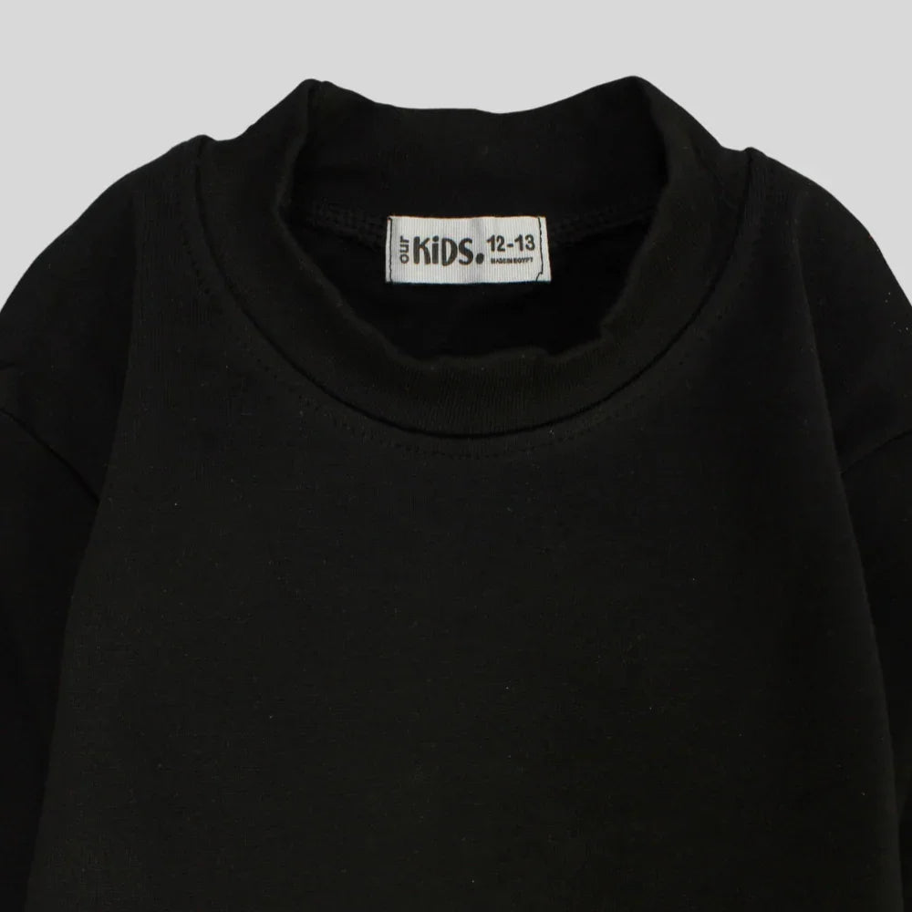 Black Long-Sleeved Plain Half Collar Undershirt