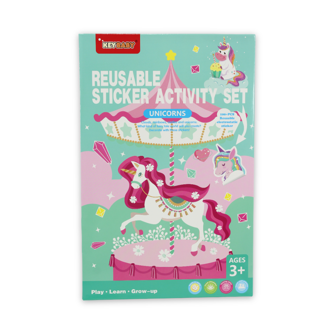 Keybaby "Unicorn" Reusable Sticker Activity Set - School