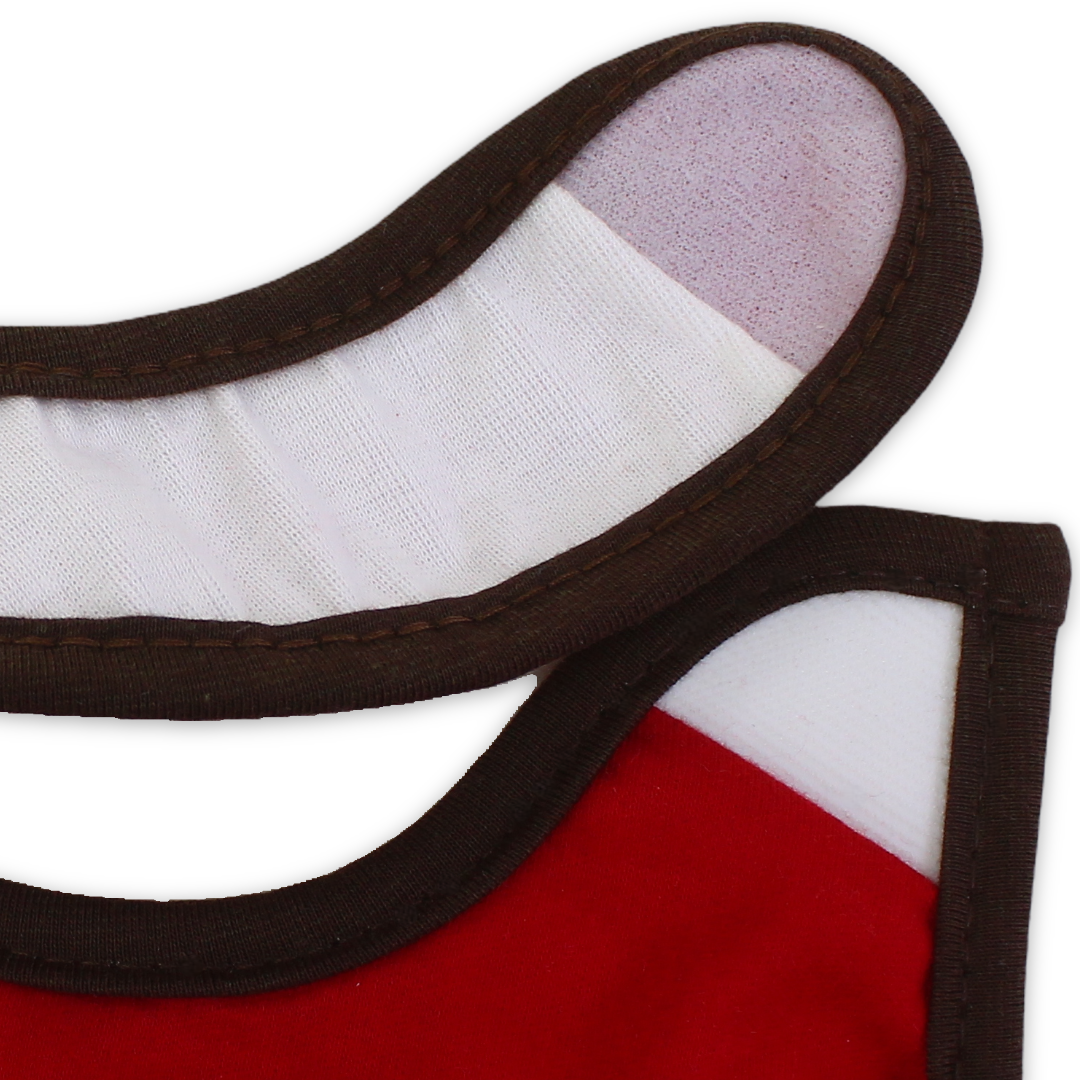 Cotton Baby Bib – Red with Bear Embroidery