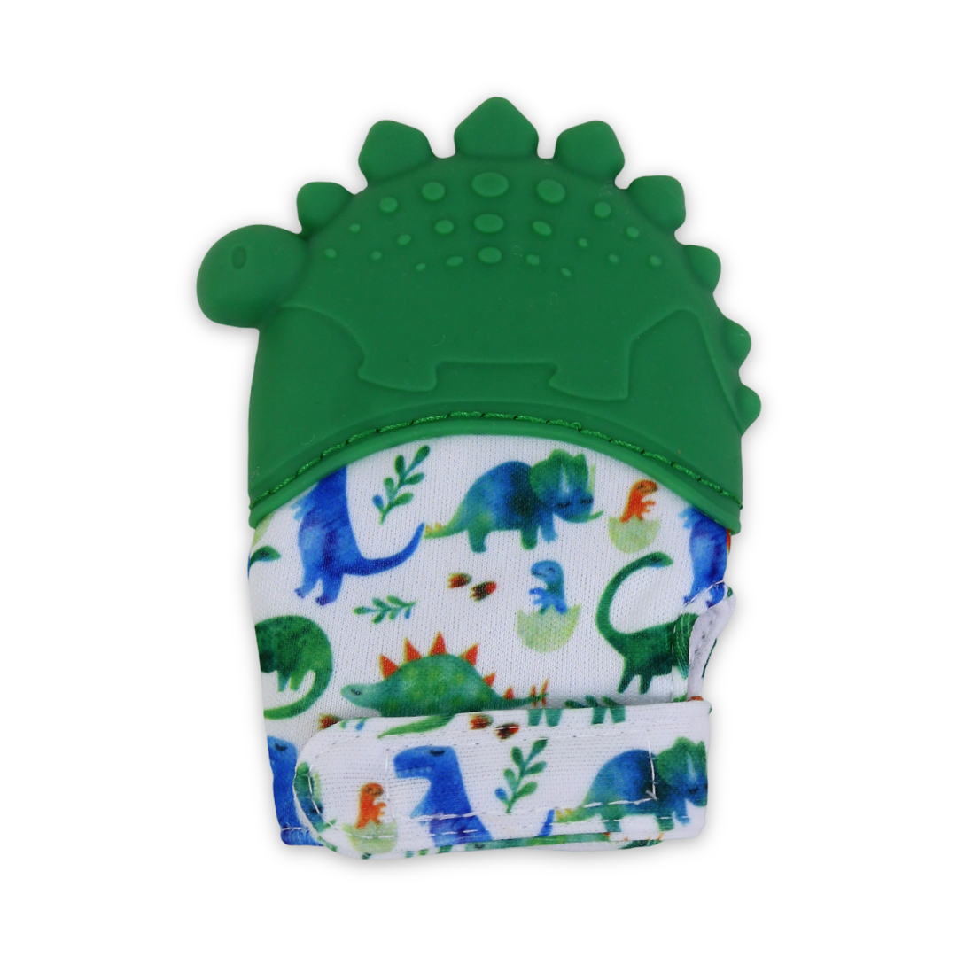 Silicone Baby Teether Gloves – Green Dino - Baby Essentials - Bella Bambino