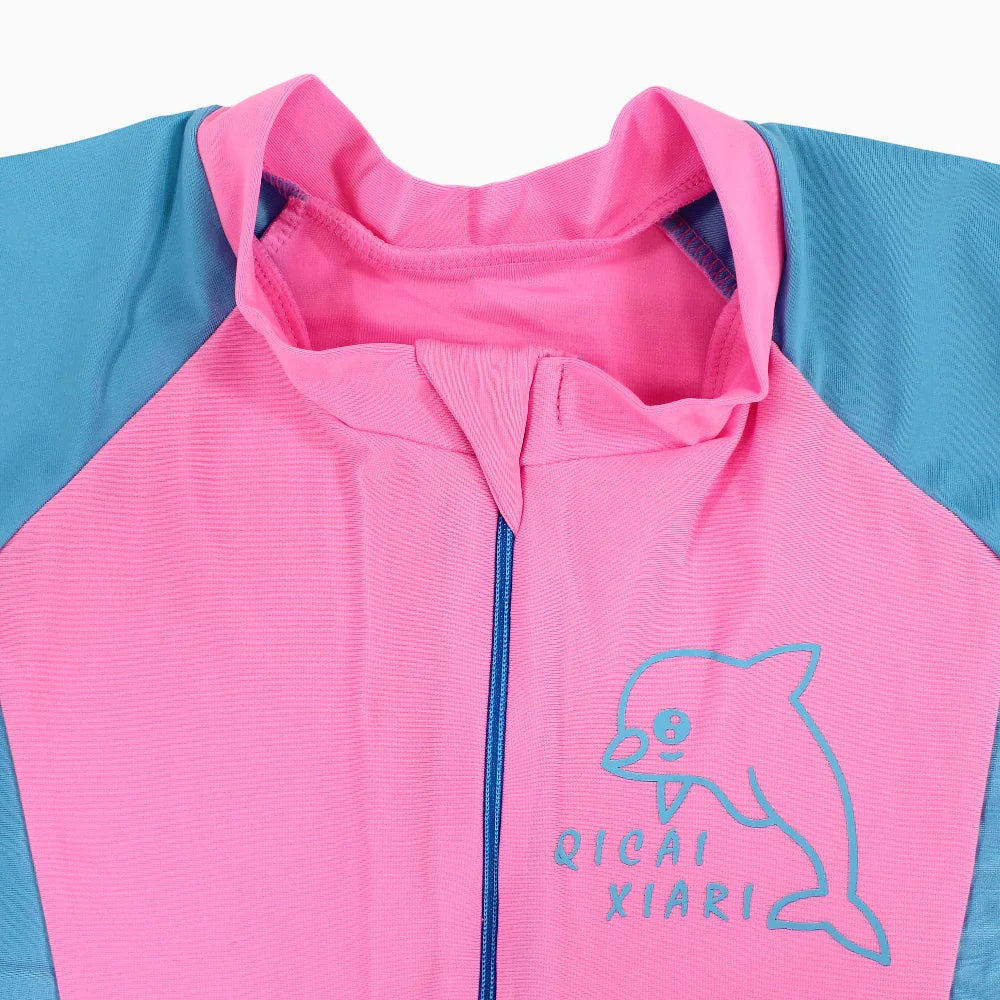 Girls Overall Swimsuit - Dolphin Design