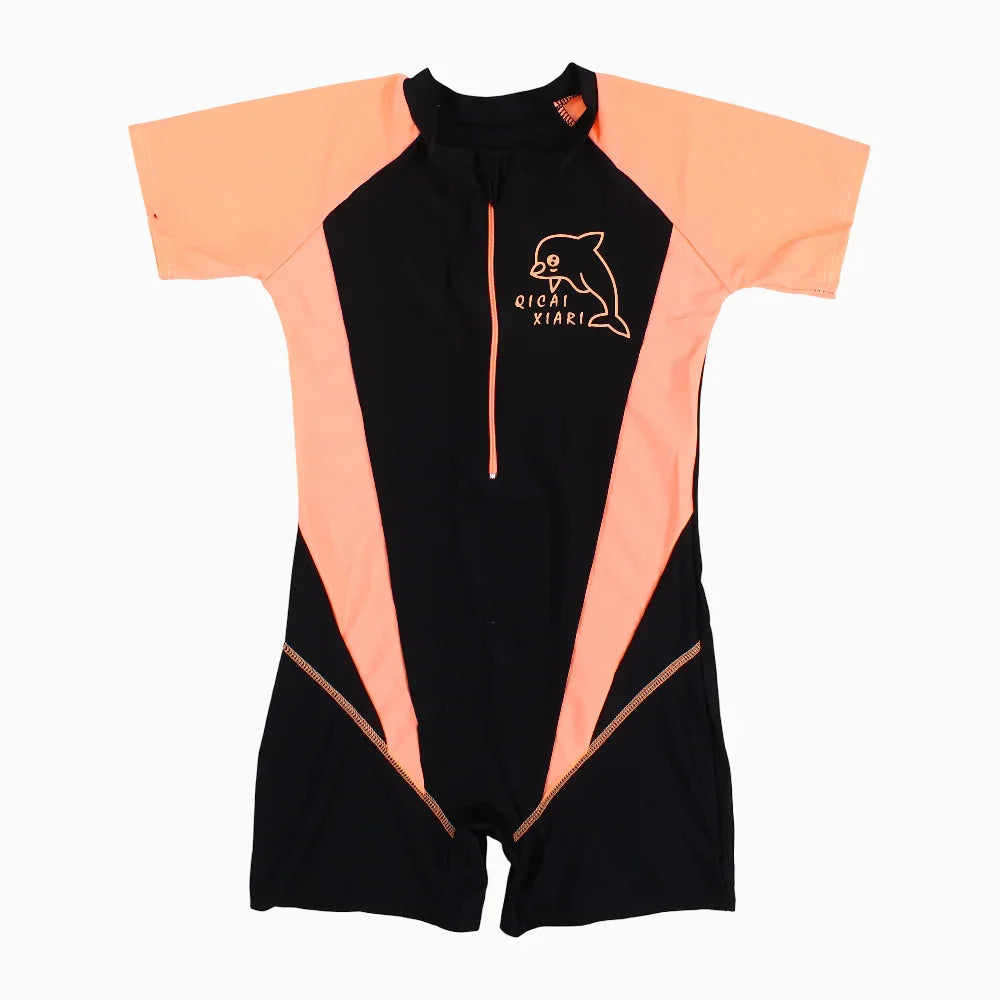 Girls Overall Swimsuit - Dolphin Design