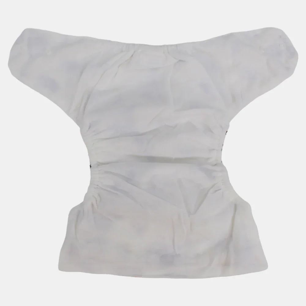 Unisex Baby Reusable Diaper – White with Boats Design