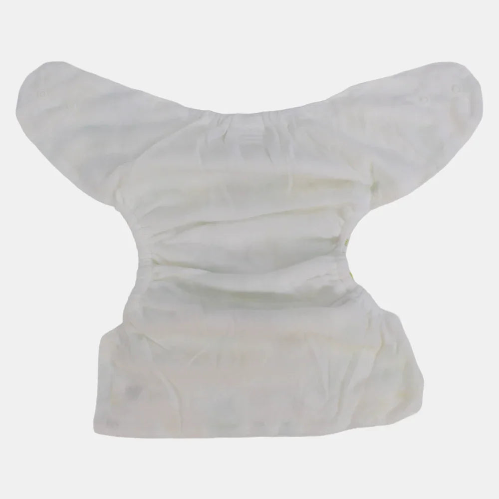 Unisex Baby Reusable Diaper – White with Leaves Design