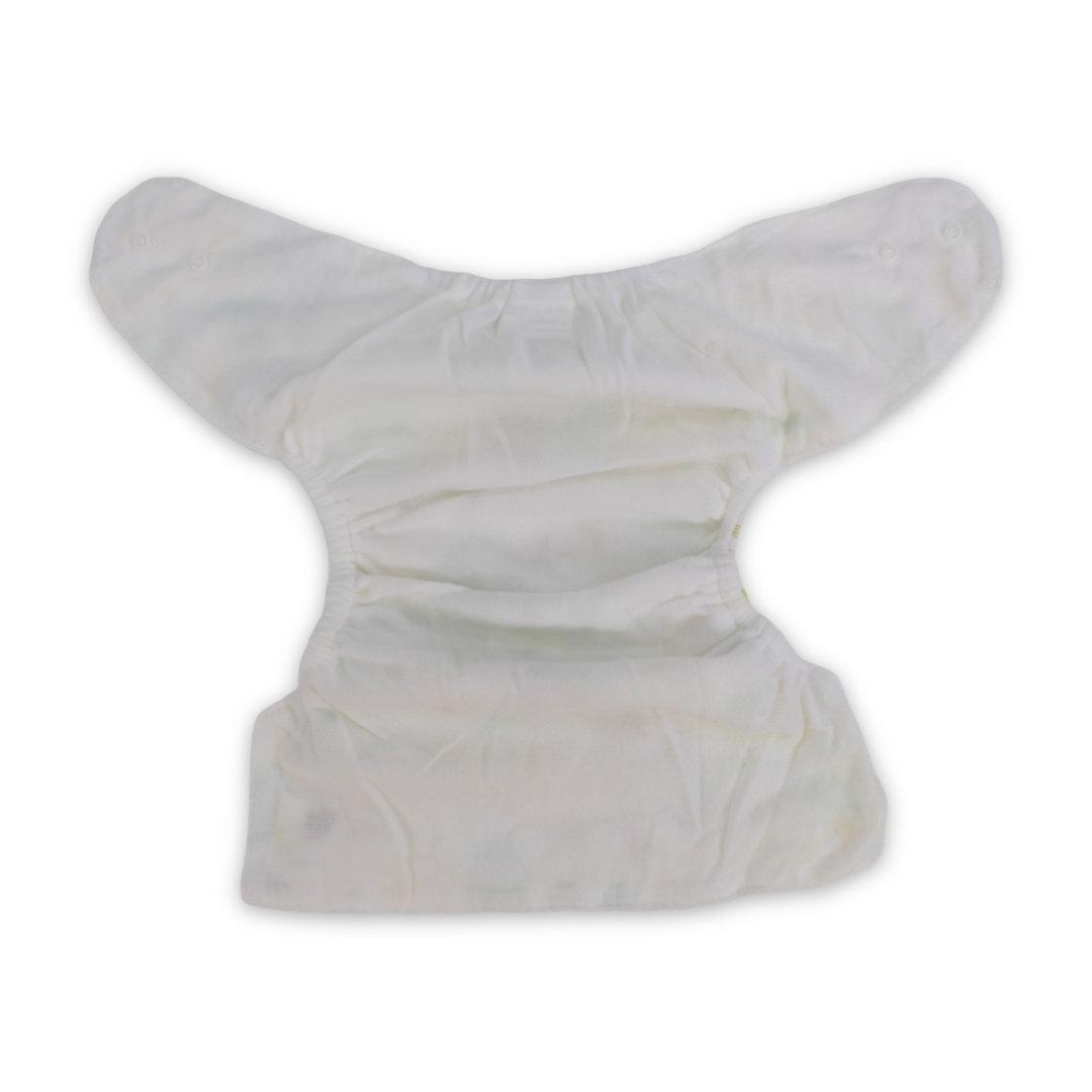 Unisex Baby Reusable Diaper – White with Leaves Design