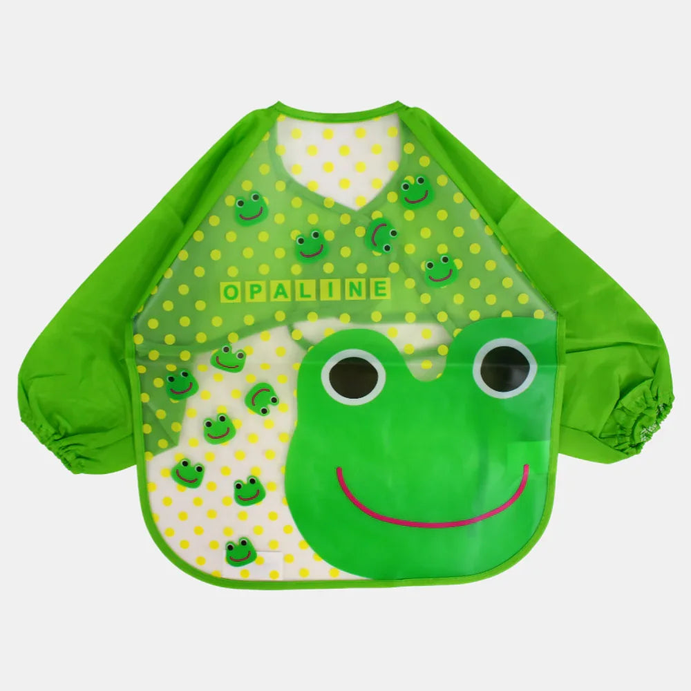 Baby Long-Sleeved Bib – Green Frog Design