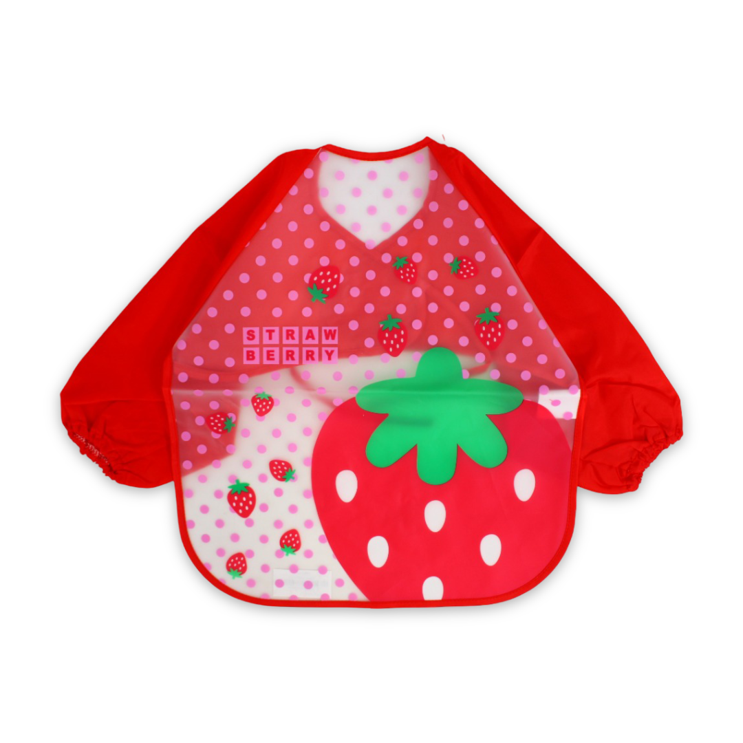 Baby Long-Sleeved Bib – Red Strawberry Design - Baby Essentials - Bella Bambino