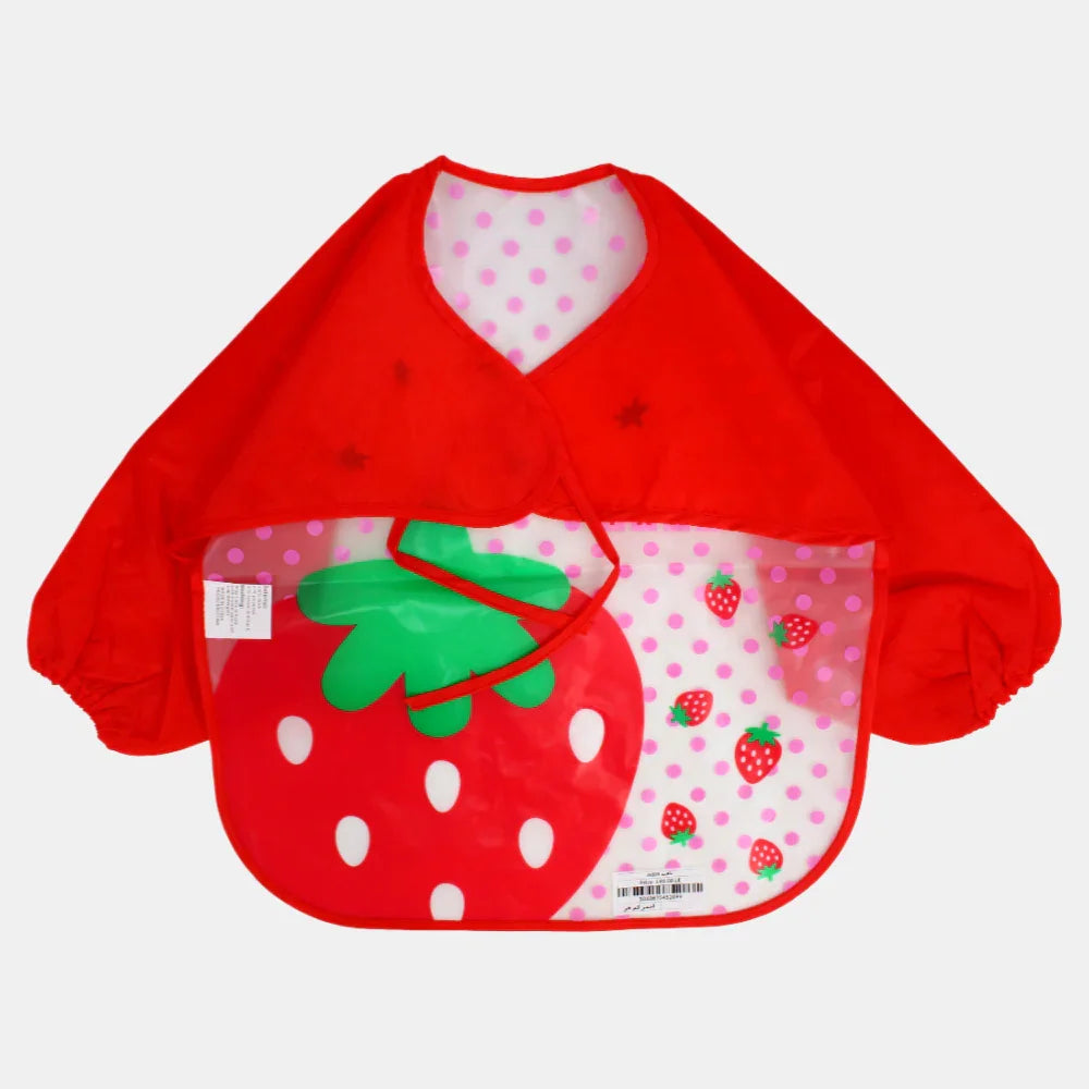Baby Long-Sleeved Bib – Red Strawberry Design