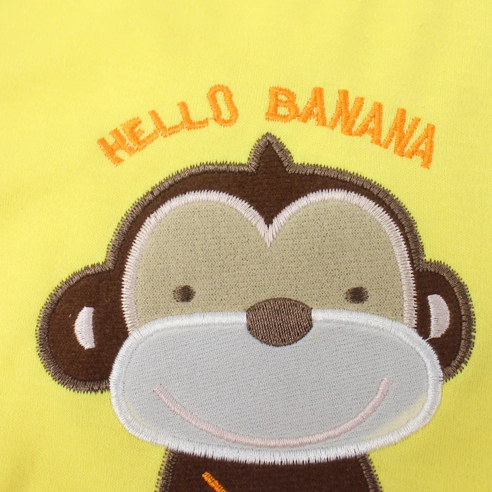 Unisex Baby Bib – Yellow with Cute Monkey Design
