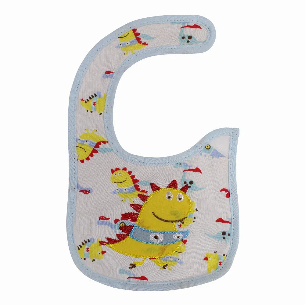 Unisex Baby Bib – White with a Fun Dino Design