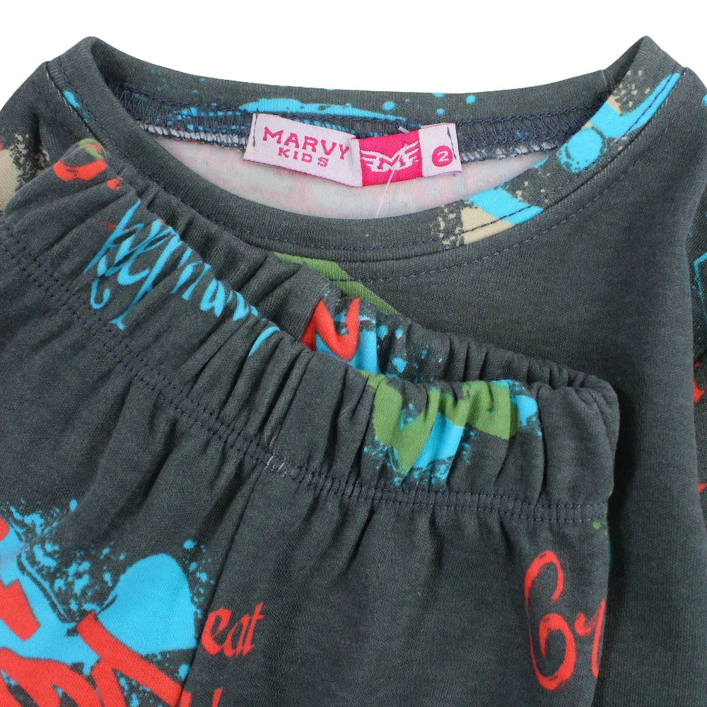 Boys Thermal Set – Grey with Fun Print