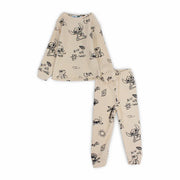 Girls Thermal Set – Beige with Stitch Print