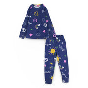Girls Thermal Set – Indigo with Cute Design
