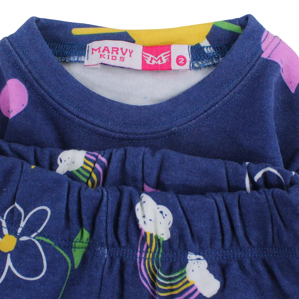 Girls Thermal Set – Indigo with Cute Design