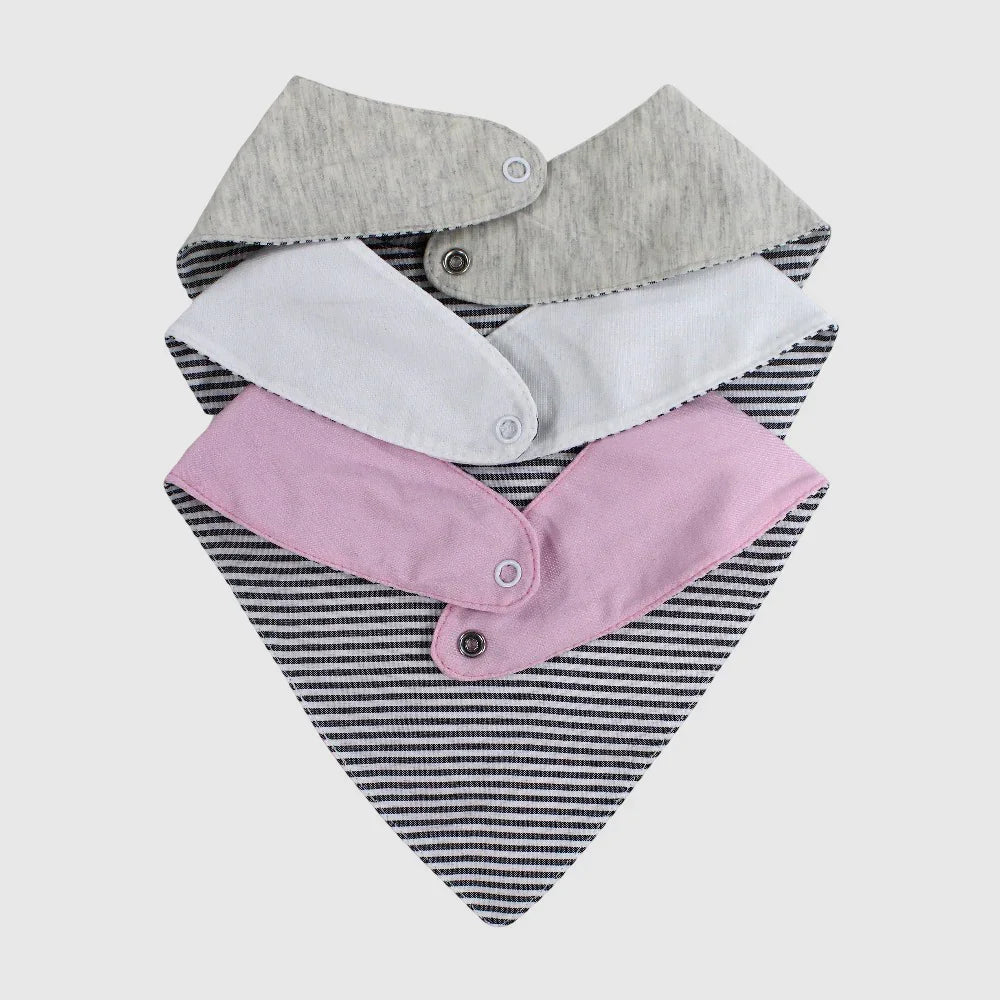 Pack of 3 – Bibs Baby Girl Cotton Scarf Style Happiness Design