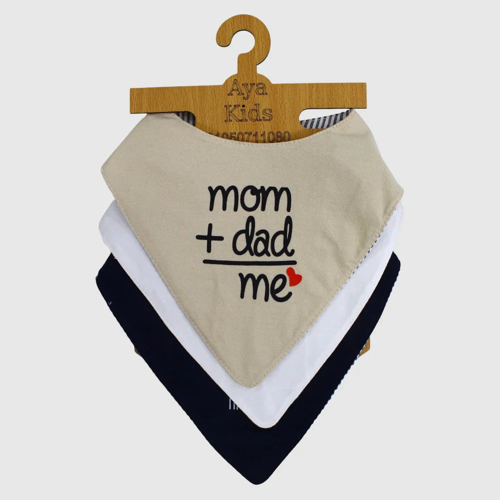 Pack of 3 – Bib Baby Boy Cotton Scarf Style Mom & Dad Design
