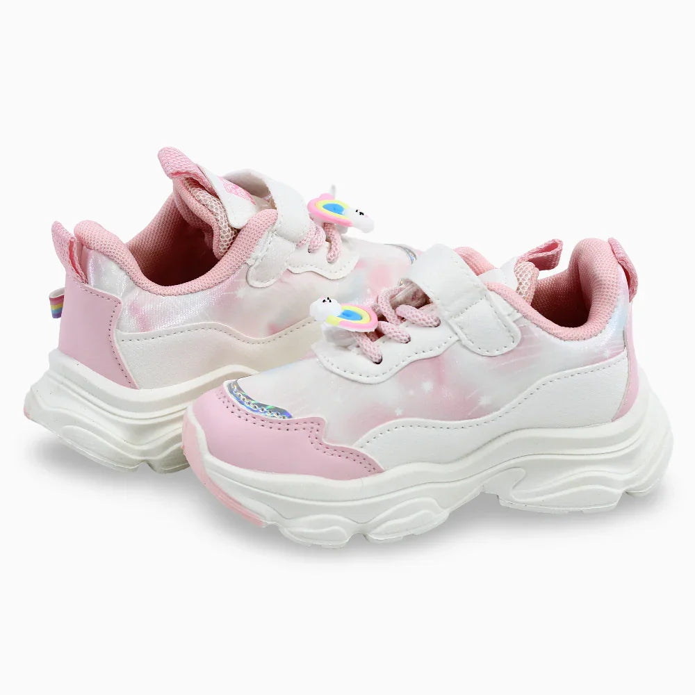 Girls Leather Sneakers - Cute Unicorn Design (Size 26-31)