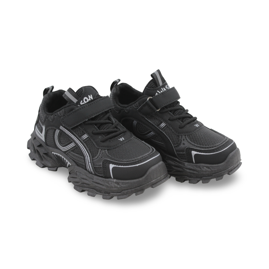Unisex Kids Leather Sneakers – Black Wason - Clothing - Cherries