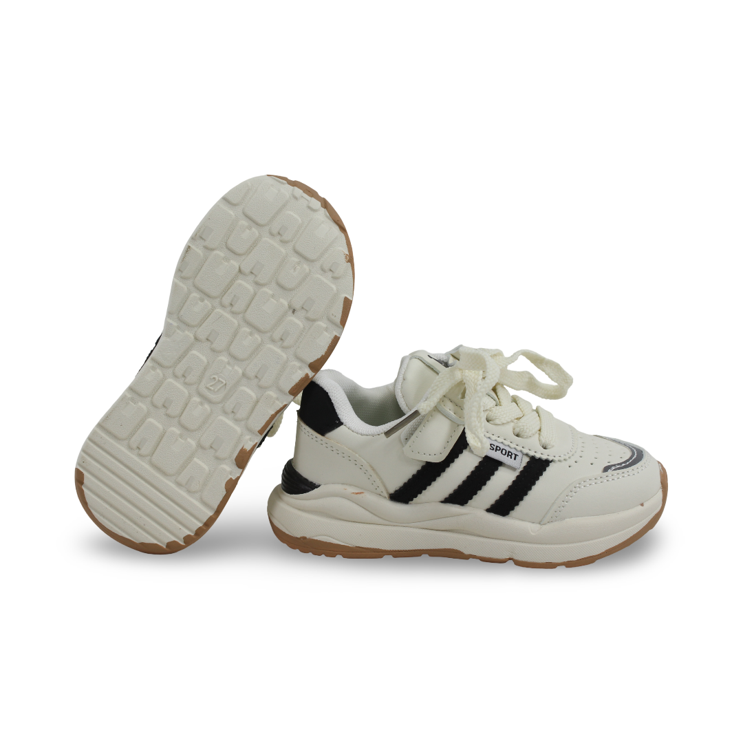 Unisex Kids Leather Sneakers – Black & White