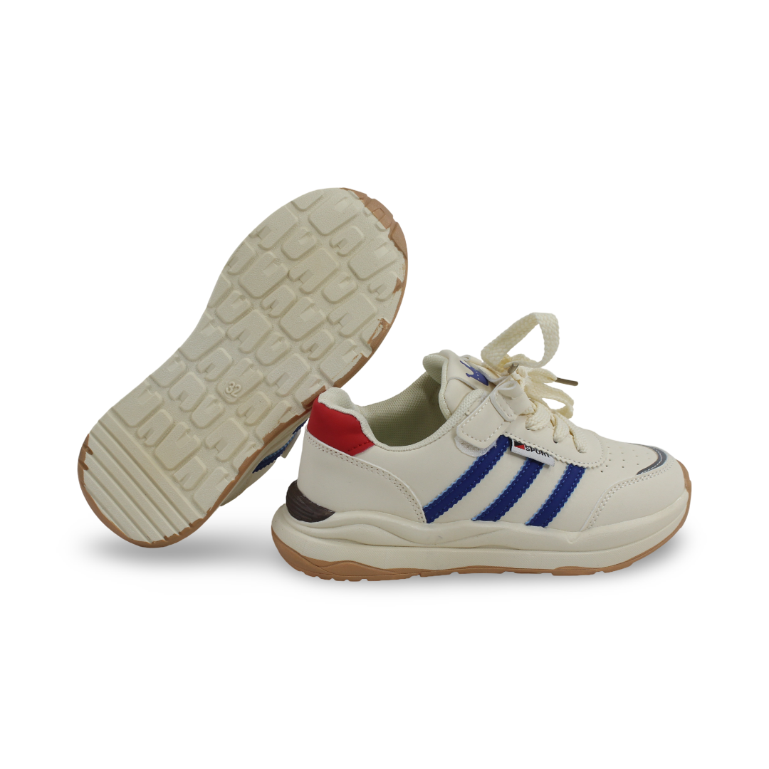 Unisex Kids Leather Sneakers – Blue & White