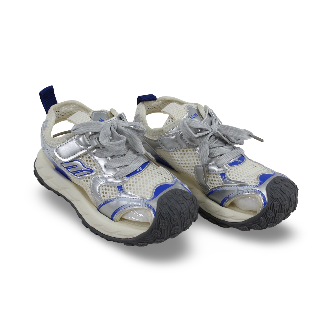 Unisex Kids Leather Sandal – Blue & Off-White - Clothing - Cherries