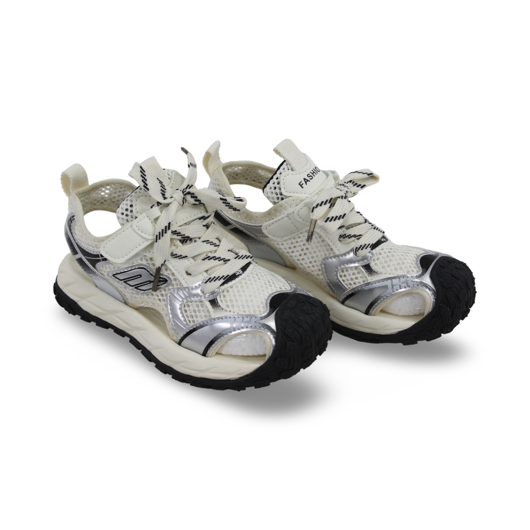 Unisex Kids Leather Sandal – Black & Off-White - Clothing - Cherries