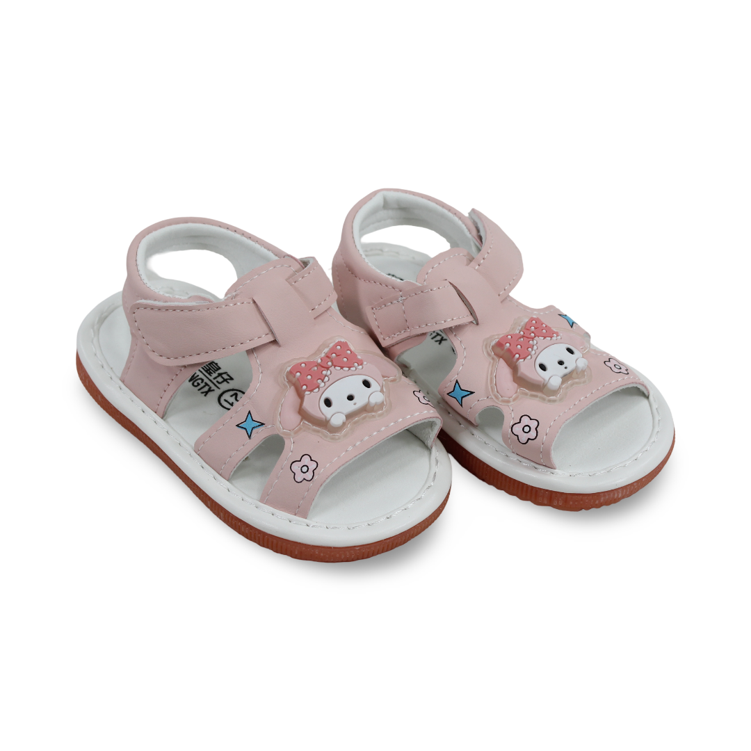 Baby Girls Leather Sandal – Pink with Kuromi Design - Clothing - Cherries