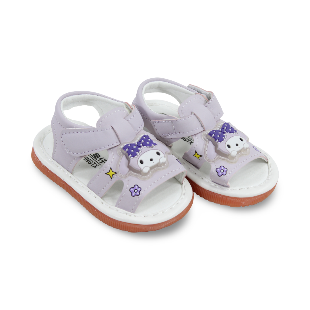 Baby Girls Leather Sandal – Purple with Kuromi Design - Clothing - Cherries