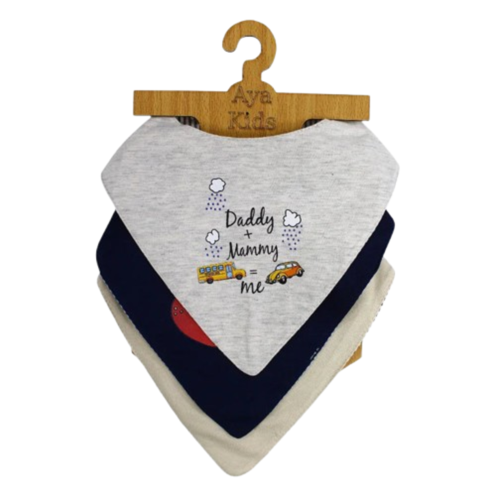Cotton Baby Bib with Daddy & Mommy Print – (Pack Of 3) - Baby Essentials - Cherries