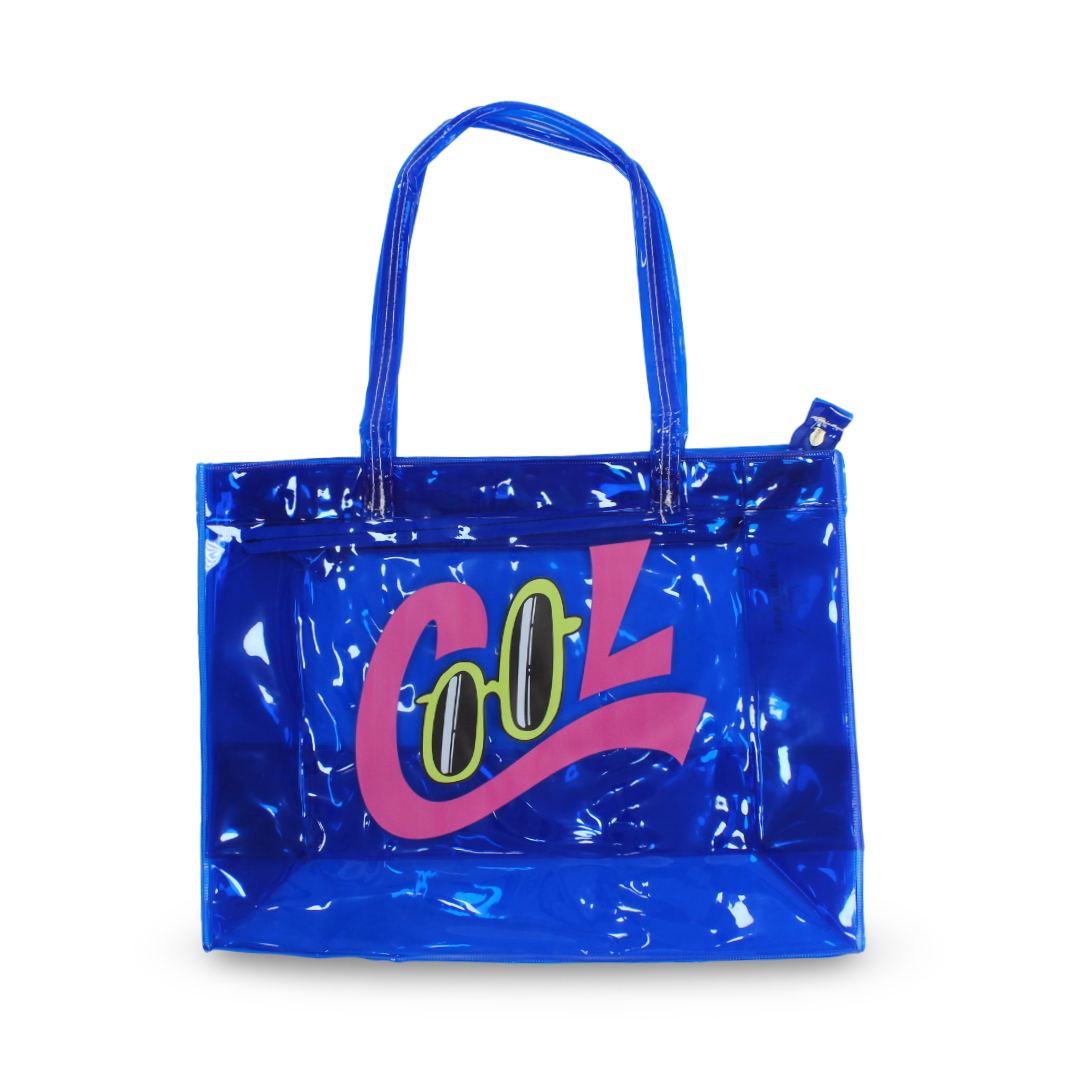 Summer Beach Bag – Blue with "Cool" Design - Cherries